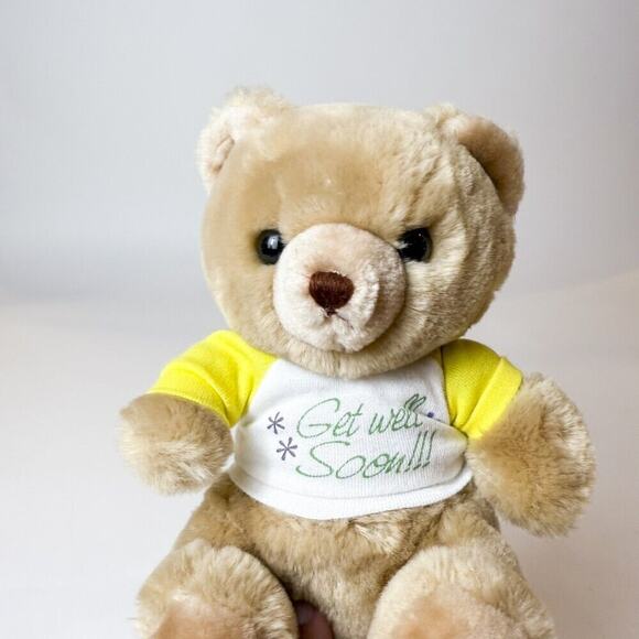 8" Vintage Light Brown Teddy Bear Gund Stuffed Animal Plush Toy‎ 1991 Get Well - Picture 2 of 11